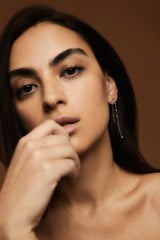 Double Cascade Nude 18K Rosegold Earrings w. Lab-Grown Diamonds