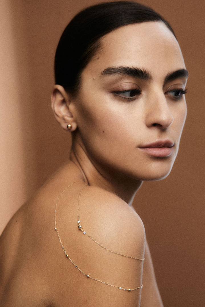 Triplet Nude 18K Rosegold Necklace w. Lab-Grown Diamonds