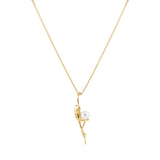 Frog Gold Plated Necklace w. Pearl