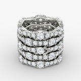 V 5 Row Pavé 14K Whitegold Ring w. Lab-Grown Diamond
