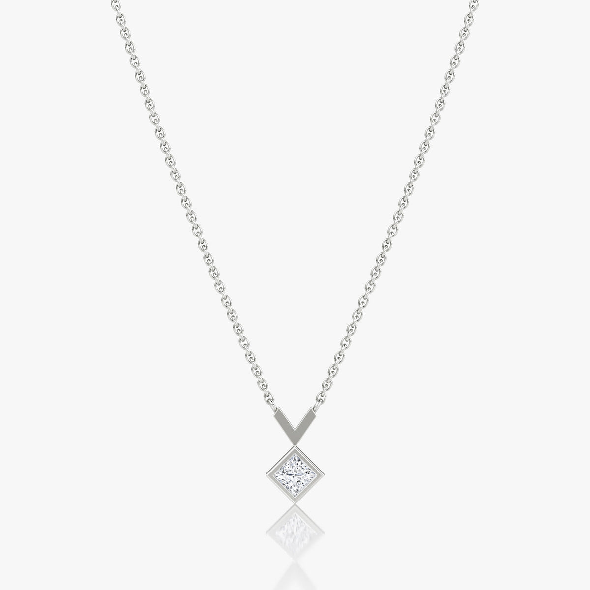 Arrow 14K Whitegold Necklace w. Lab-Grown Diamond