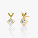 Arrow 14K Gold Studs w. Princess Cut Lab-Grown Diamond