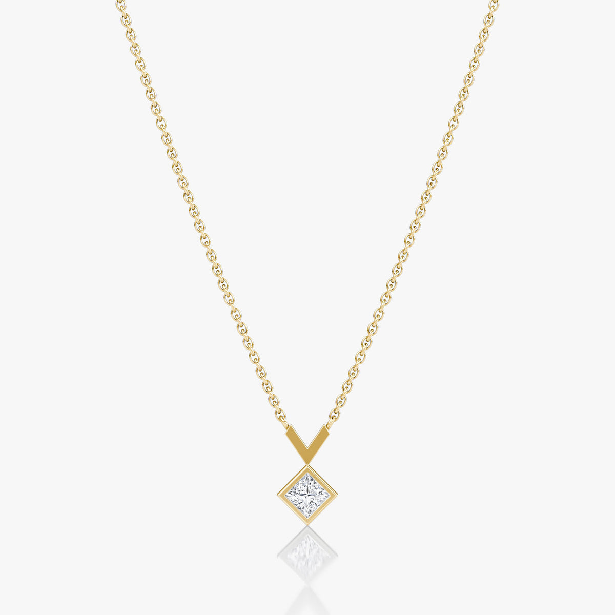 Arrow 14K Gold Necklace w. Princess Cut Lab-Grown Diamond