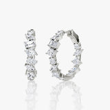 Mixed Shape 14K Whitegold Hoops w. Lab-Grown Diamond