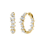 Mixed Shape 14K Gold Hoops w. Lab-Grown Diamond