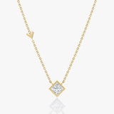 Arrow Station Gold Necklace w. Princess Cut Lab-Grown Diamond
