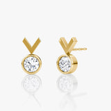 Arrow 14K Gold Studs w. Round Cut Lab-Grown Diamond