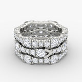 V 3 Row Pavé 14K Whitegold Ring w. Lab-Grown Diamond