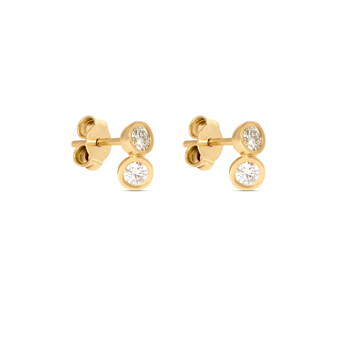 Harmony 5 14K or 18K Gold, Whitegold or Rosegold Studs w. Diamonds