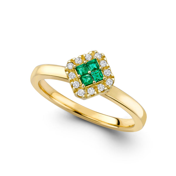 Fortuna Verde 18K Guld Ring m. Smaragd & Diamanter