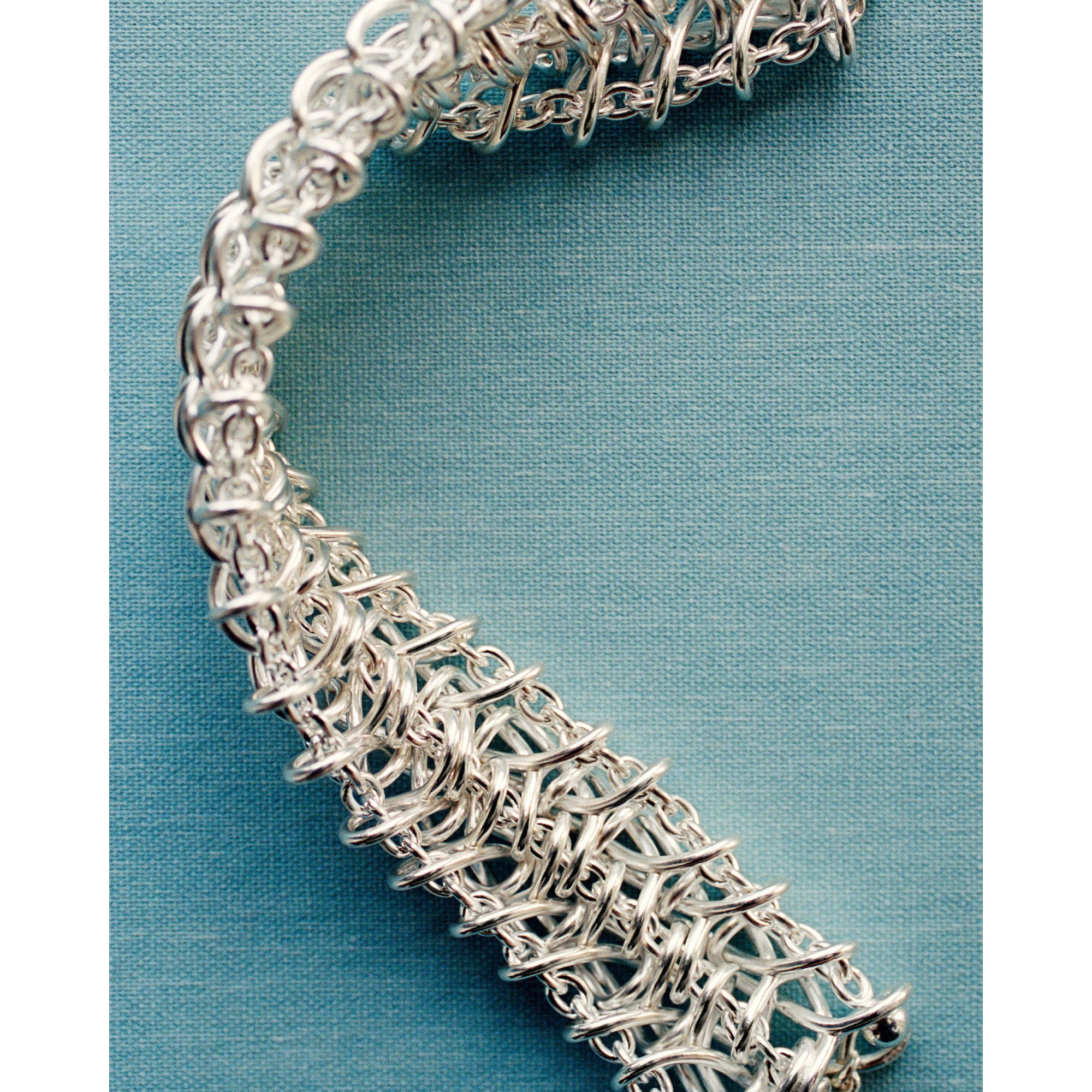 Weft Tripple Link Silver Bracelet