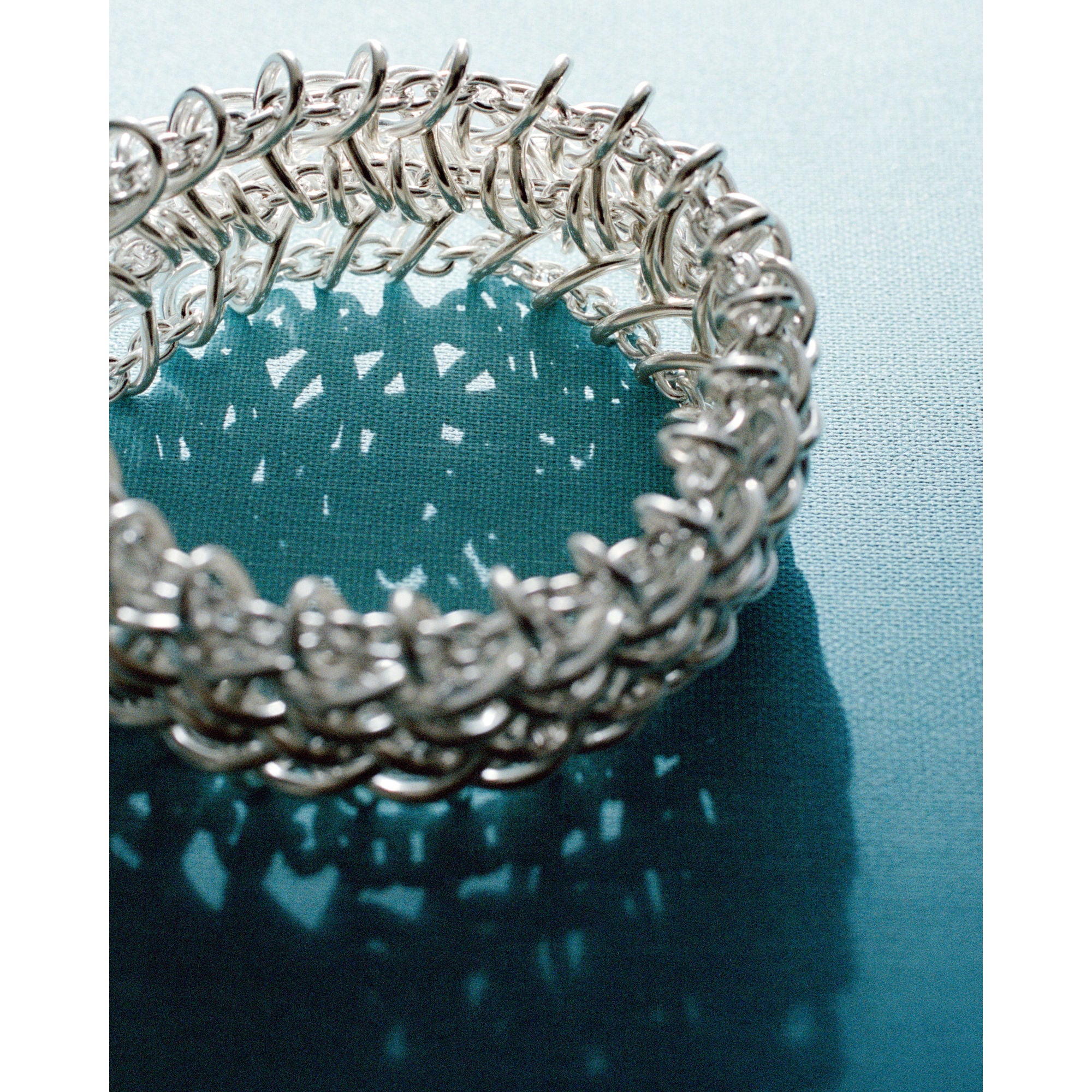 Weft Tripple Link Silver Bracelet