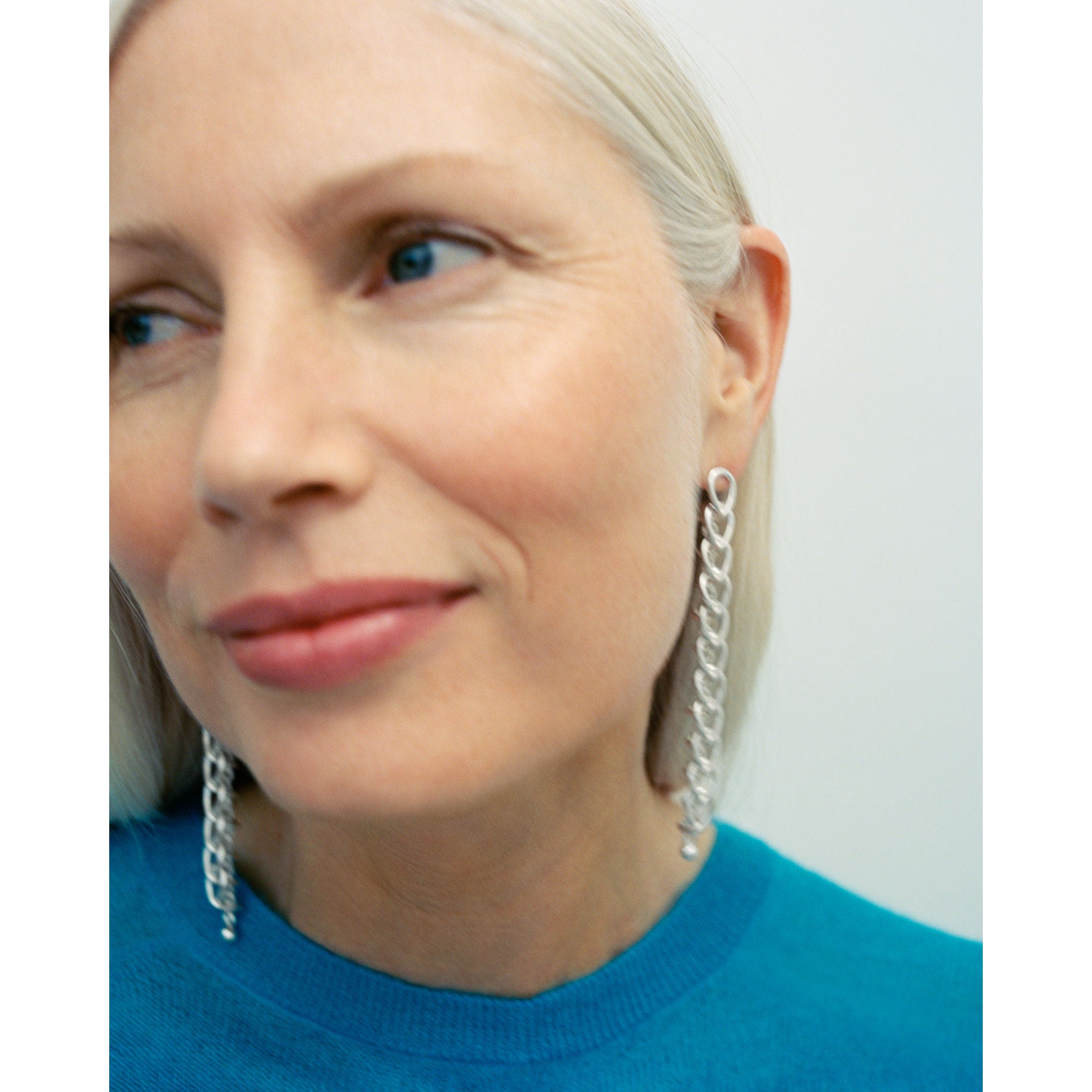 Weft 11 Link Silver Earring