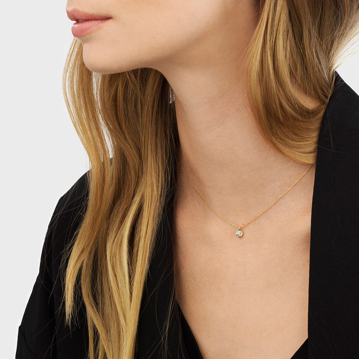 Barmherzigkeit 18K Gold Halskette w. 0,20ct Diamond