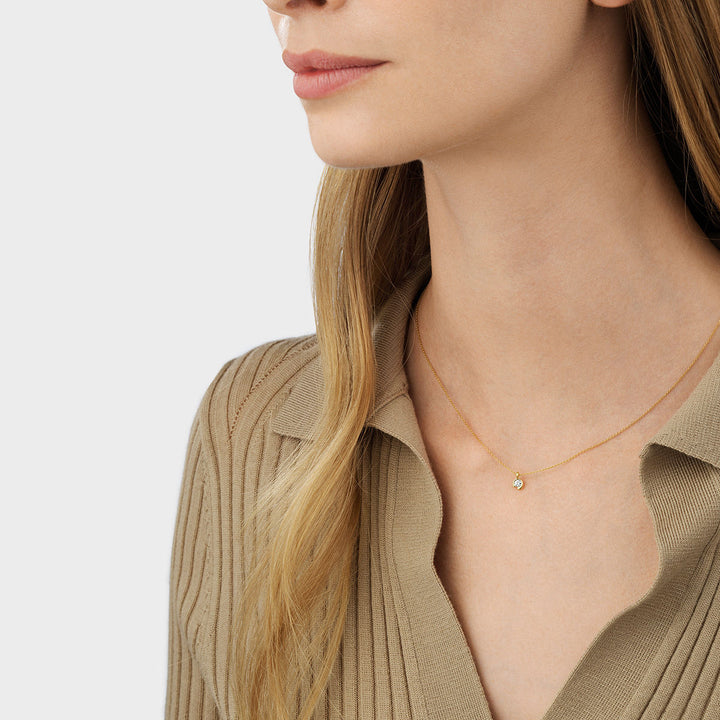 Mercy 18K Guld Halskæde m. 0.10ct Diamant