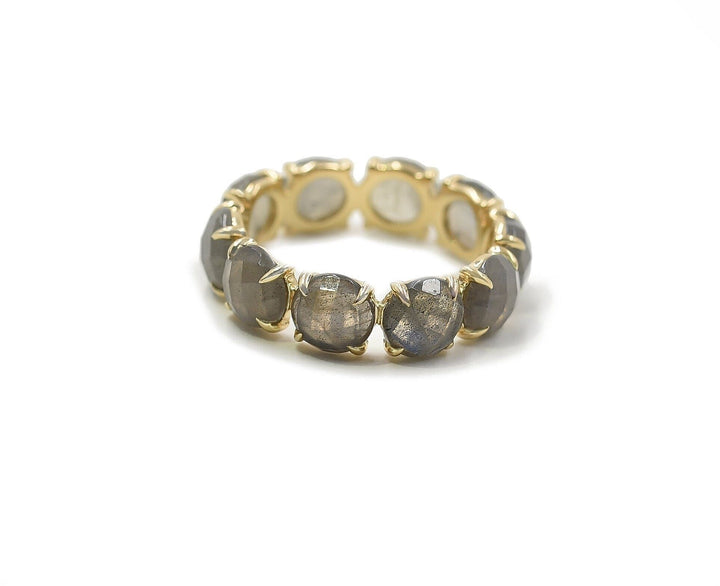 Gemstone Eternity Band 14K Gold Ring w. Labradorite
