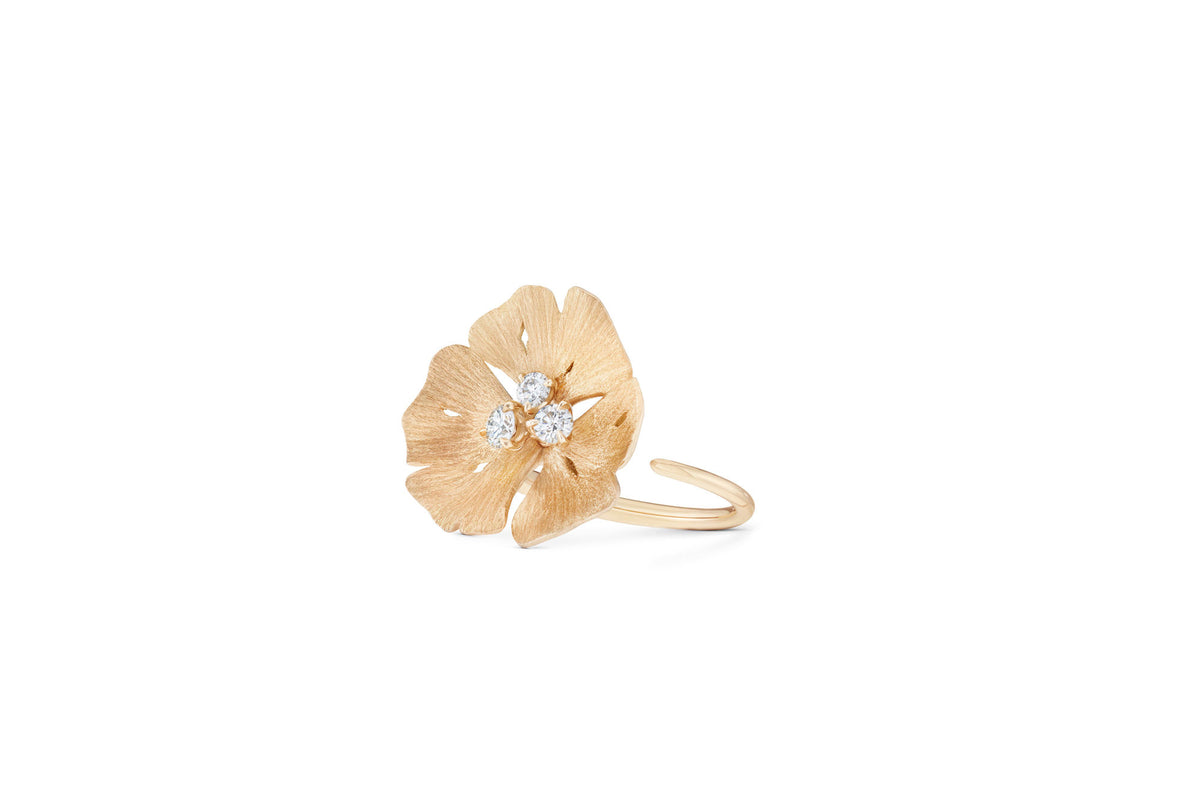 ginkgo ring small yellow gold profile