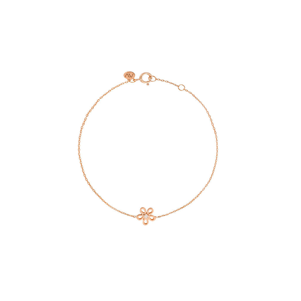 Goldenes Gänseblümchen 18k Rose Gold Armband w. Diamant