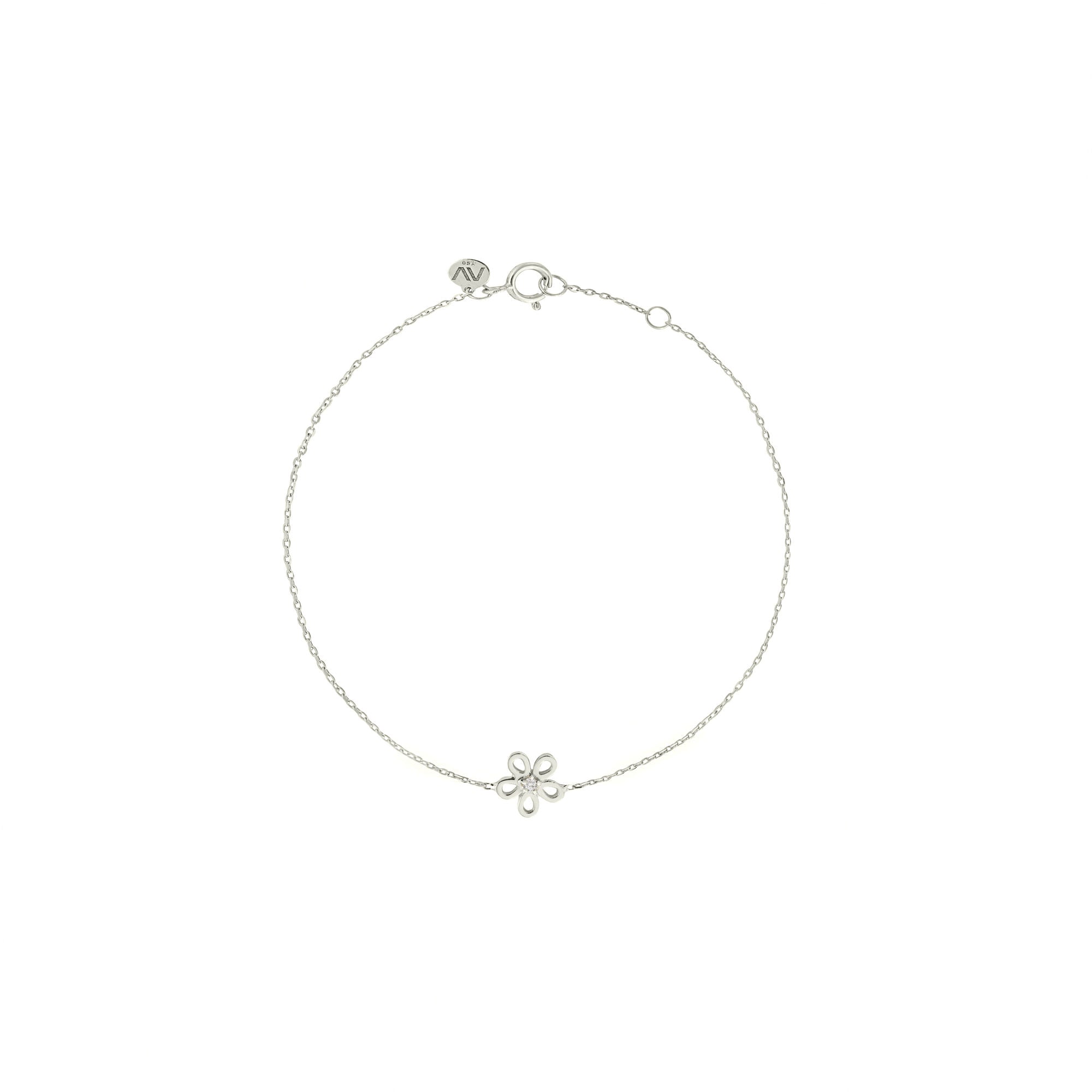 Golden Daisy 18K White Gold Bracelet w. Diamond