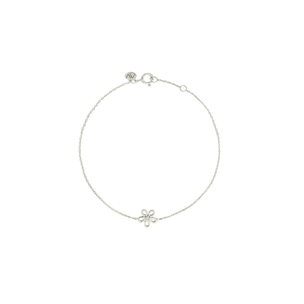 Golden Daisy Armband aus 18K Weißgold mit Diamant
