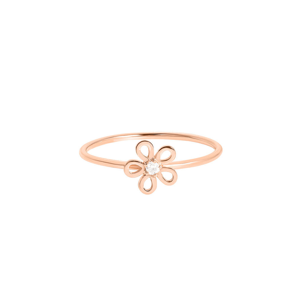 Goldener Gänseblümchen 18K Roségolden Ring w. Diamant