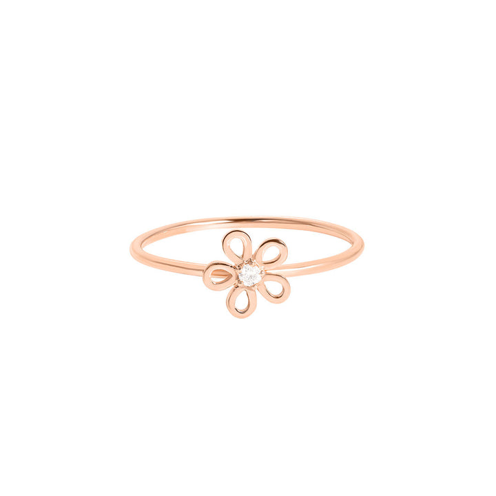 Golden Daisy 18K Rose Gold Ring w. Diamond
