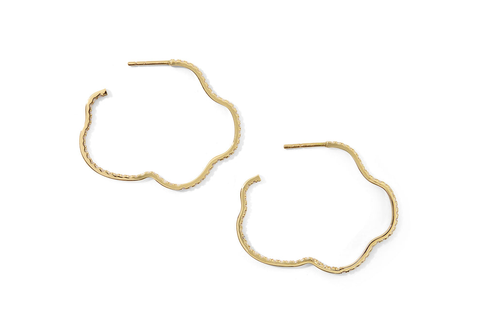 Golden Cloud 18K Gold Hoops w. Diamonds