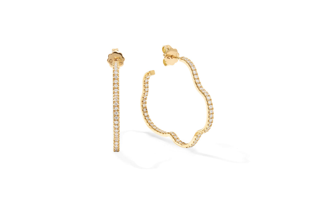 Golden Cloud 18K Gold Hoops w. Diamonds