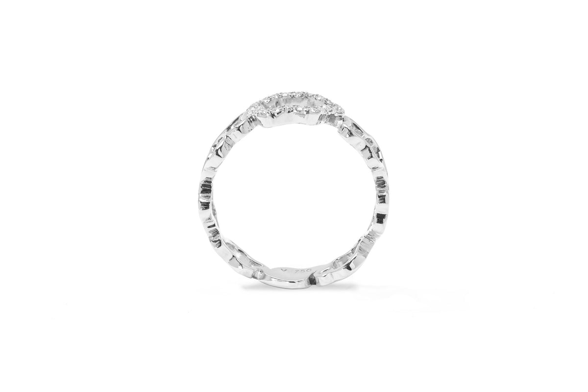 Golden Cloud Band 18K Hvidguld Ring m. Diamanter