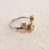Seafire 18K, 22K & 24K Gold & Silver Ring w. Sapphire & Diamonds