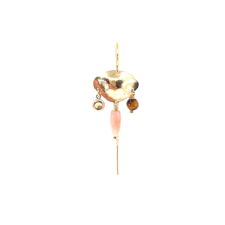 Greta 14K Gulddoublé Ørering m. Opal & Tigerøje