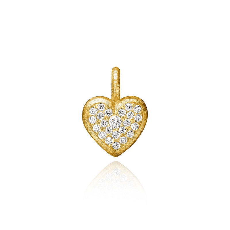 Heart 18K Guld Vedhæng m. Diamant