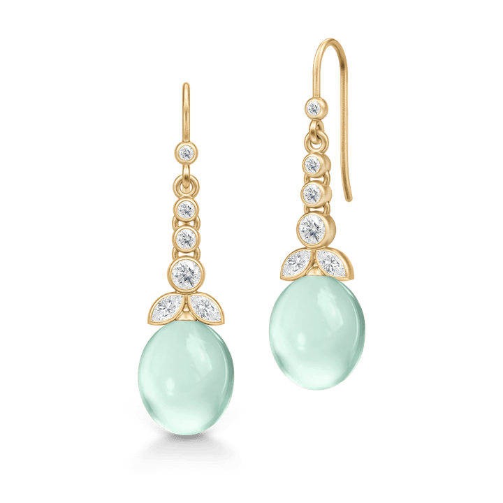 Treasure Kronleuchter Aqua Grüne Amethystgold Ohrringe vergoldete Ohrringe