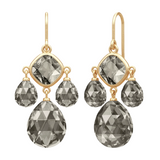 Olivia Chandelier Smokey Gold Plated Earrings w. Crystal