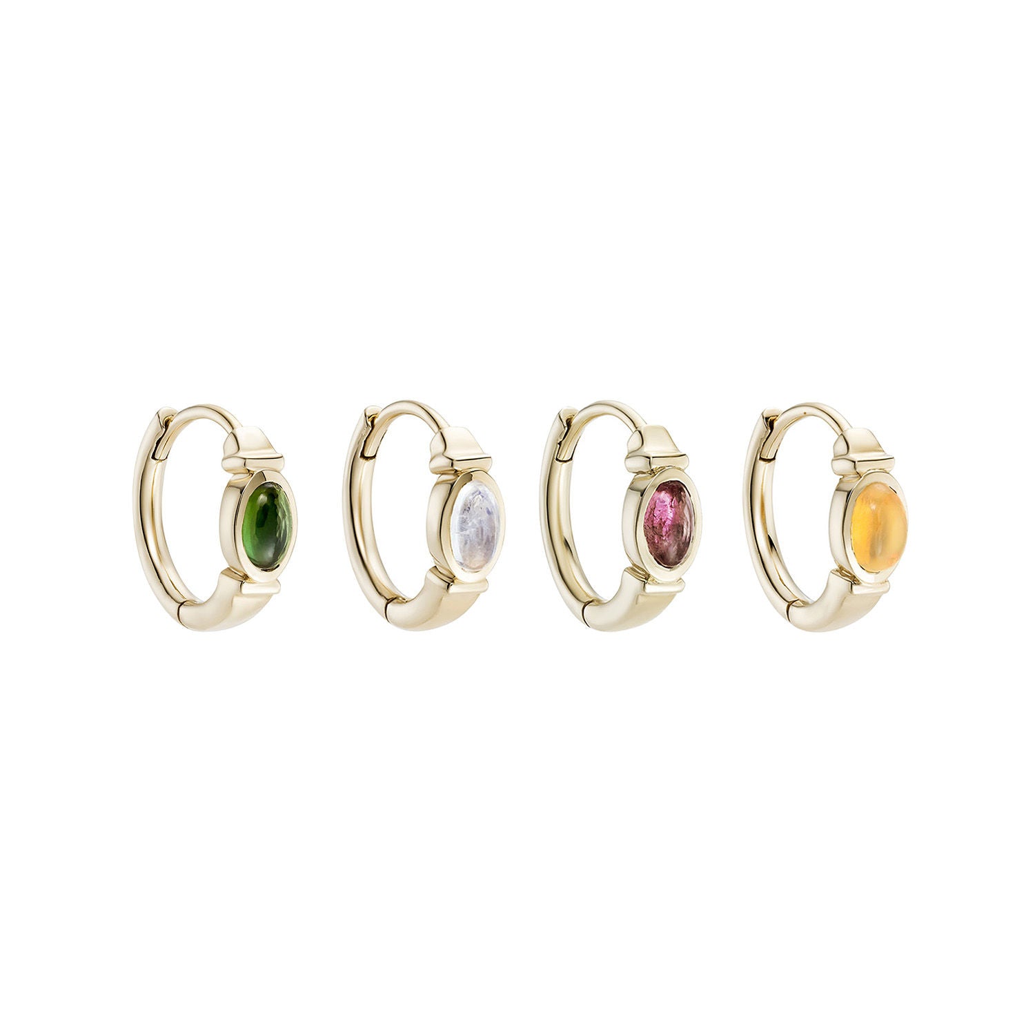 Rondelle 9K Gold Clicker Hoop w. Pink Tourmaline