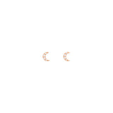 Half Moon 18K Rose Gold Stud w. Diamonds