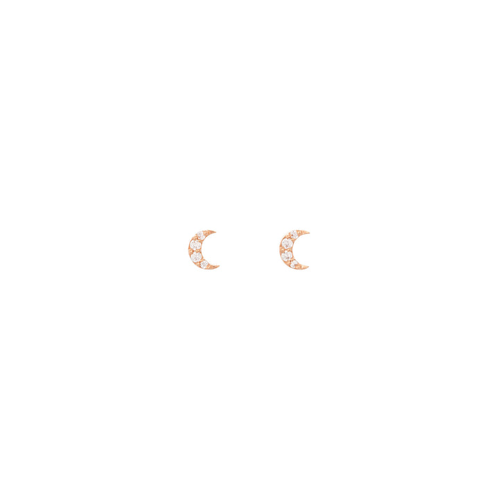 Halbmond 18k Roségold Stud w. Diamanten