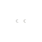 Half Moon 18K White Gold Stud w. Diamonds