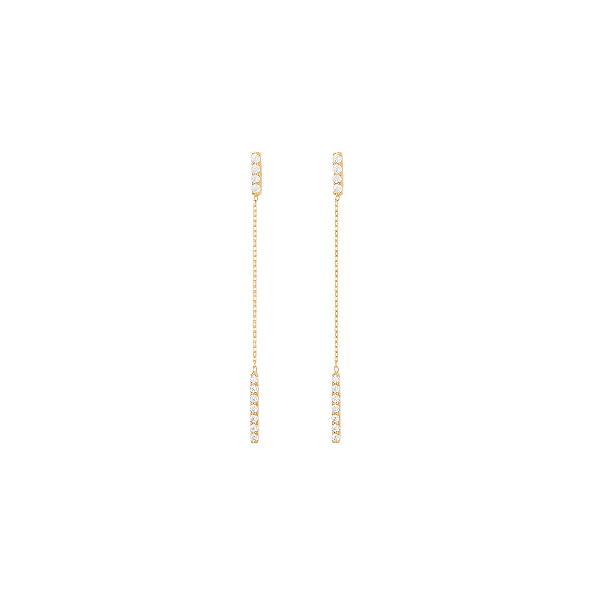 Hanging Bar 18K Guld Ørering m. Diamanter