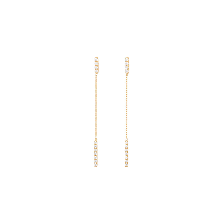Hanging Bar 18K Guld Ørering m. Diamanter