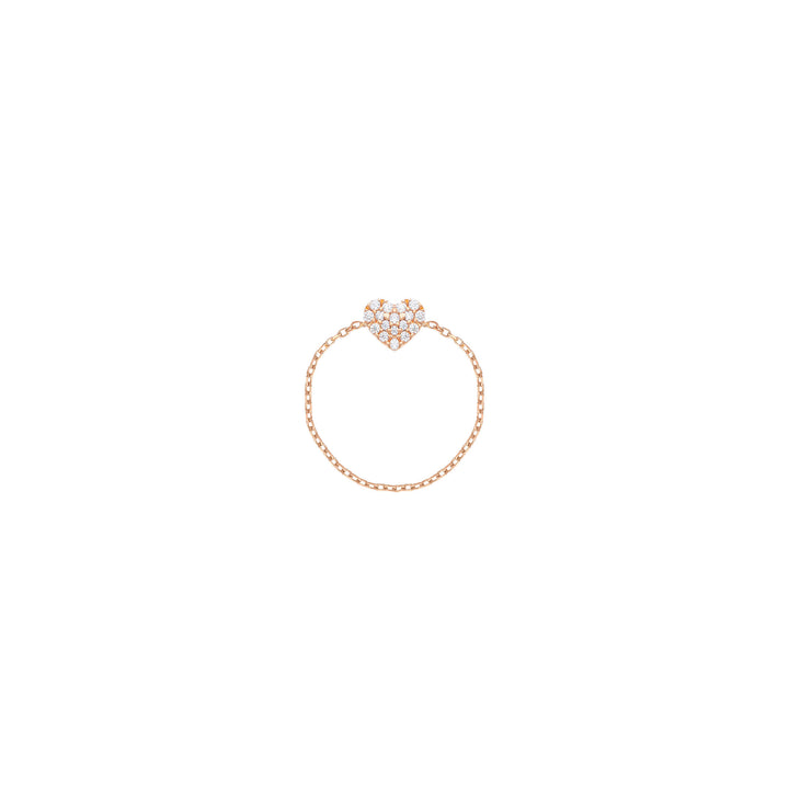 Hjertekæde 18k rose Guld Ring m. Diamanter