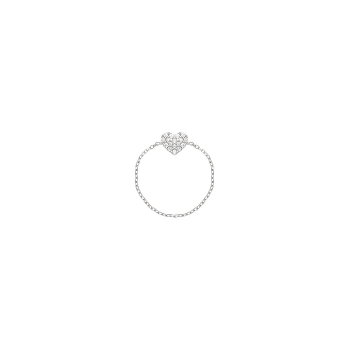 Hjertekæde 18k hvid Guld Ring m. Diamanter