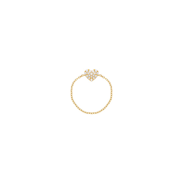 Hjerte Kæde 18K Guld Ring m. Diamanter