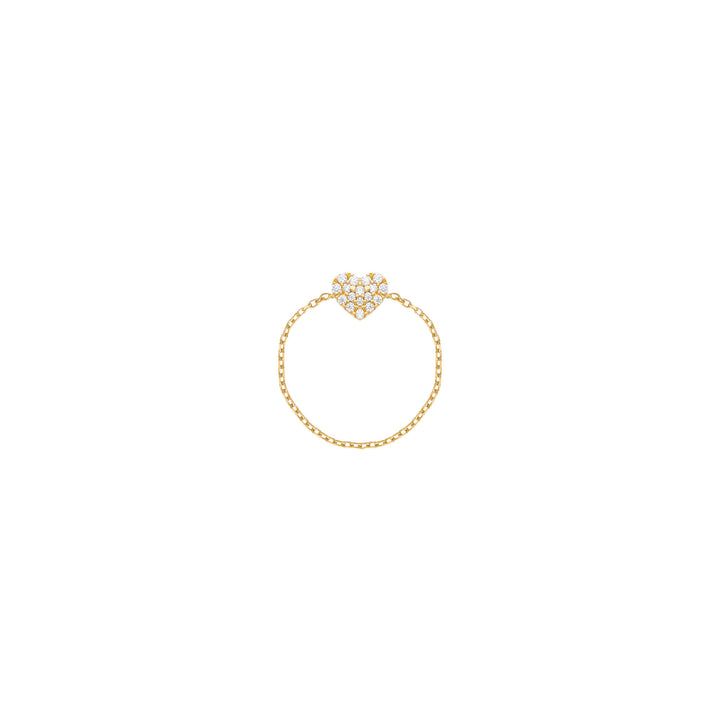 Hjerte Kæde 18K Guld Ring m. Diamanter