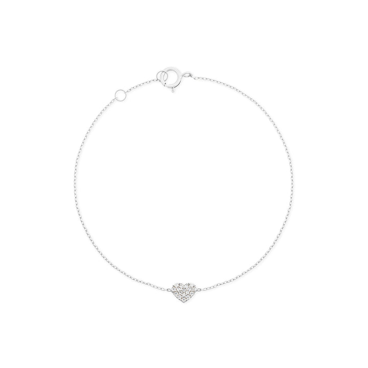 Hjerte 18k hvid Guld Armbånd m. Diamanter