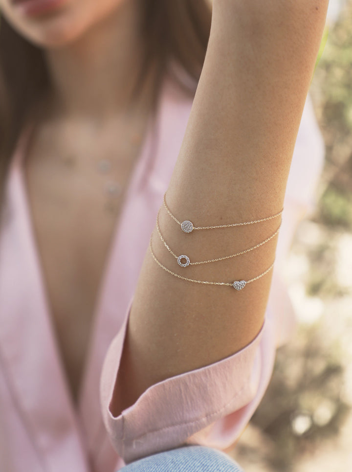 Hjerte 18k Rose Guld Armbånd m. Diamanter
