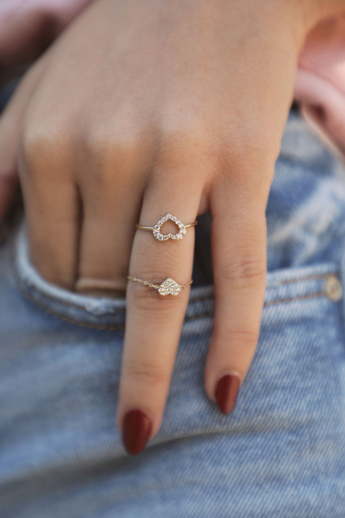 Heart 18K Gold Ring w. Diamonds