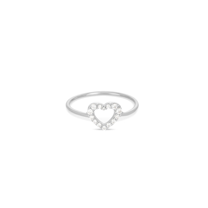 Hjerte 18k hvid Guld Ring m. Diamanter