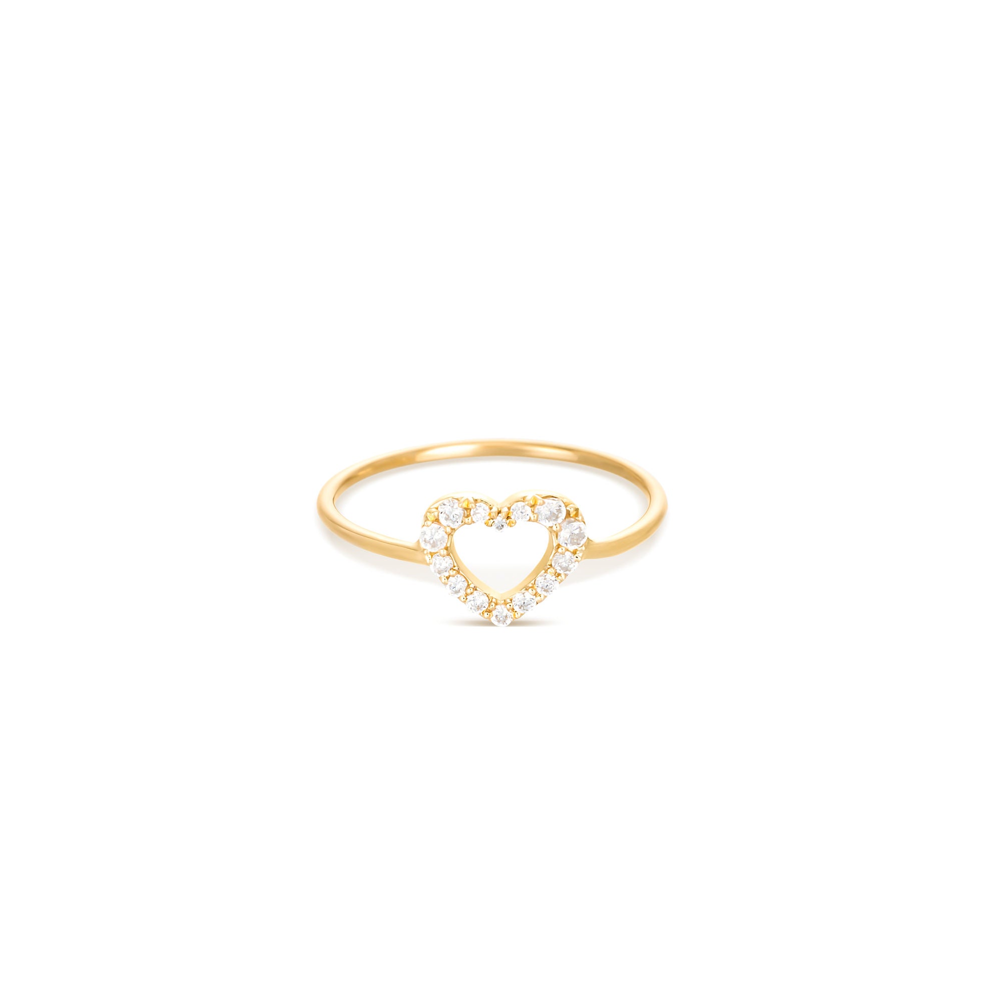 Heart 18K Gold Ring w. Diamonds
