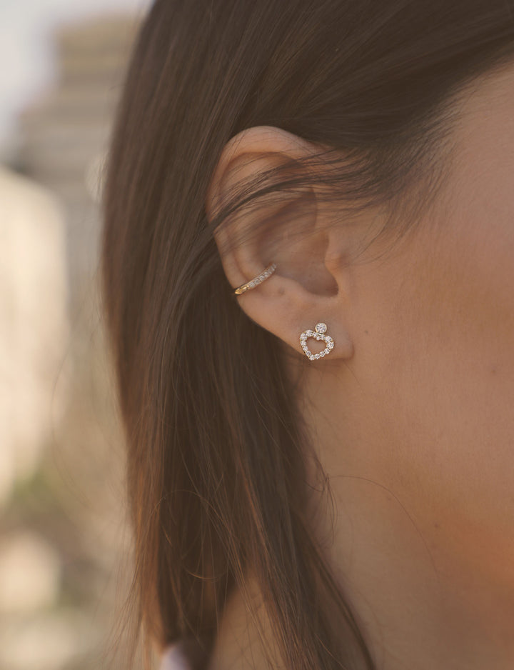 Herzpunkt 18k Weißgold Stud w. Diamanten